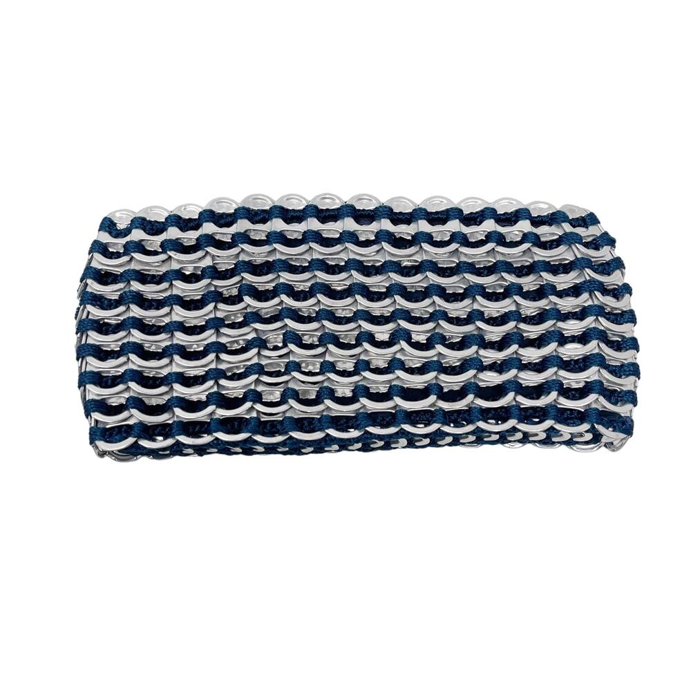 Escama Studio Can Tab Mini Clutch Blue Silver 8” L x 4”H x 1” D Zip Top